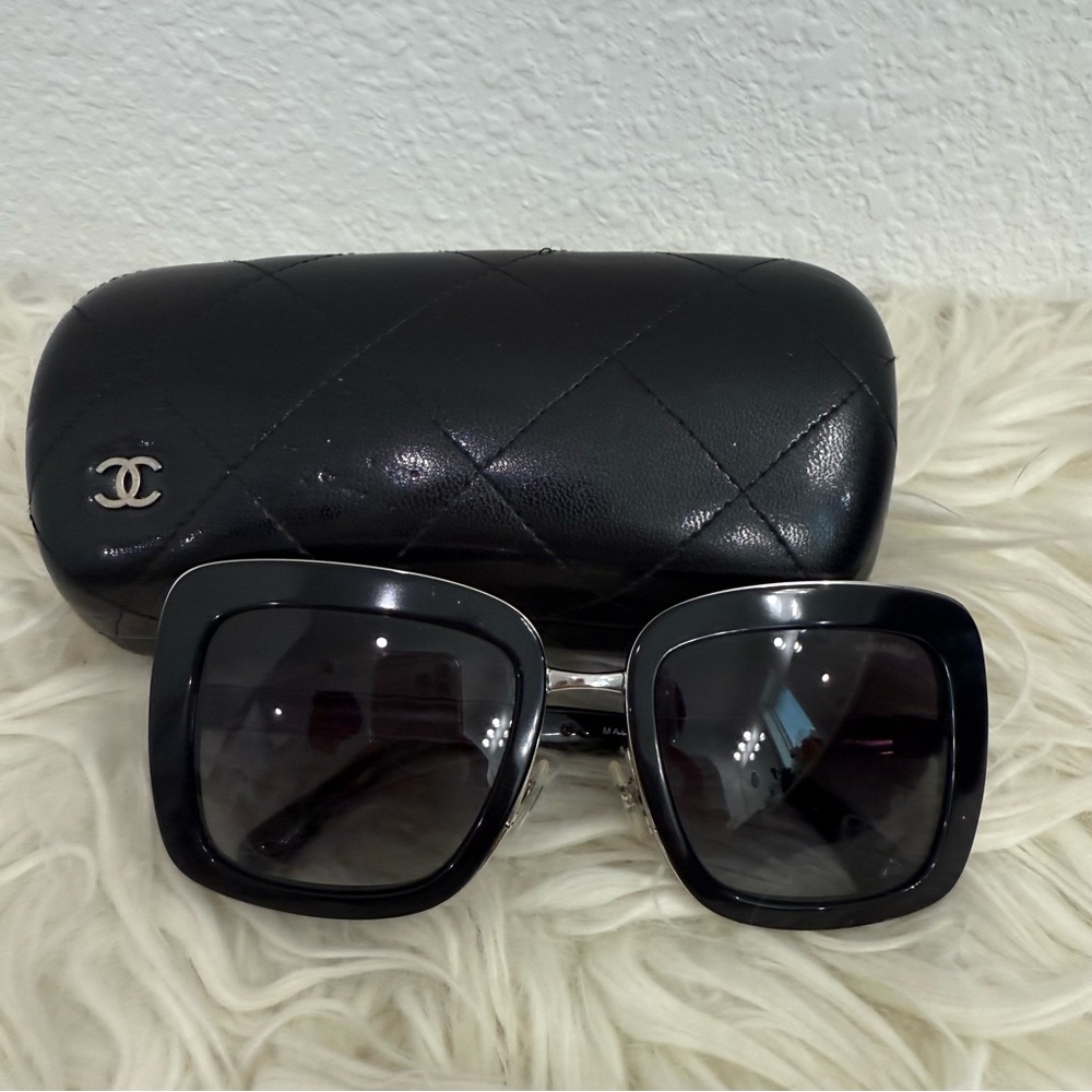 CHANEL Black Sunglasses Modern Oversized Design